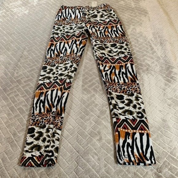True Rock Womens Small Leggings Cozy Faux Fur Lined Animal Print Pull On Pants - Picture 8 of 11
